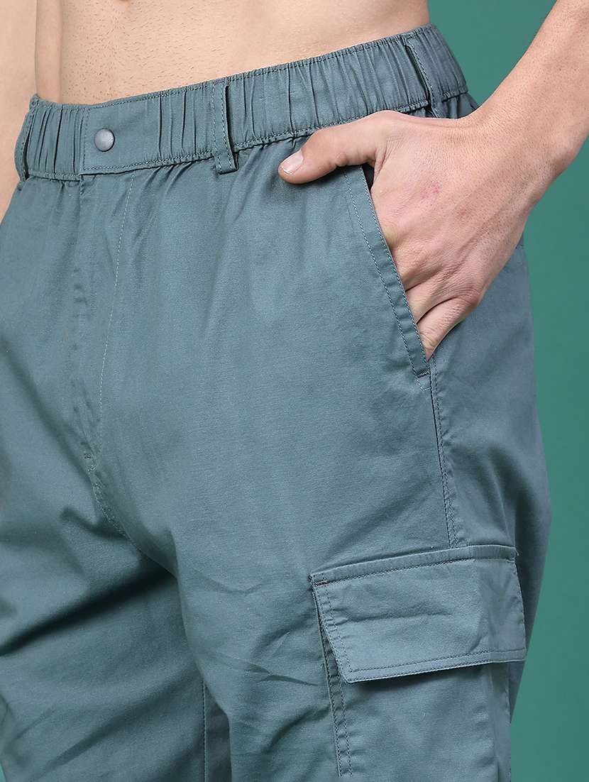 men solid mid rise cargo - 22246700 -  Standard Image - 4