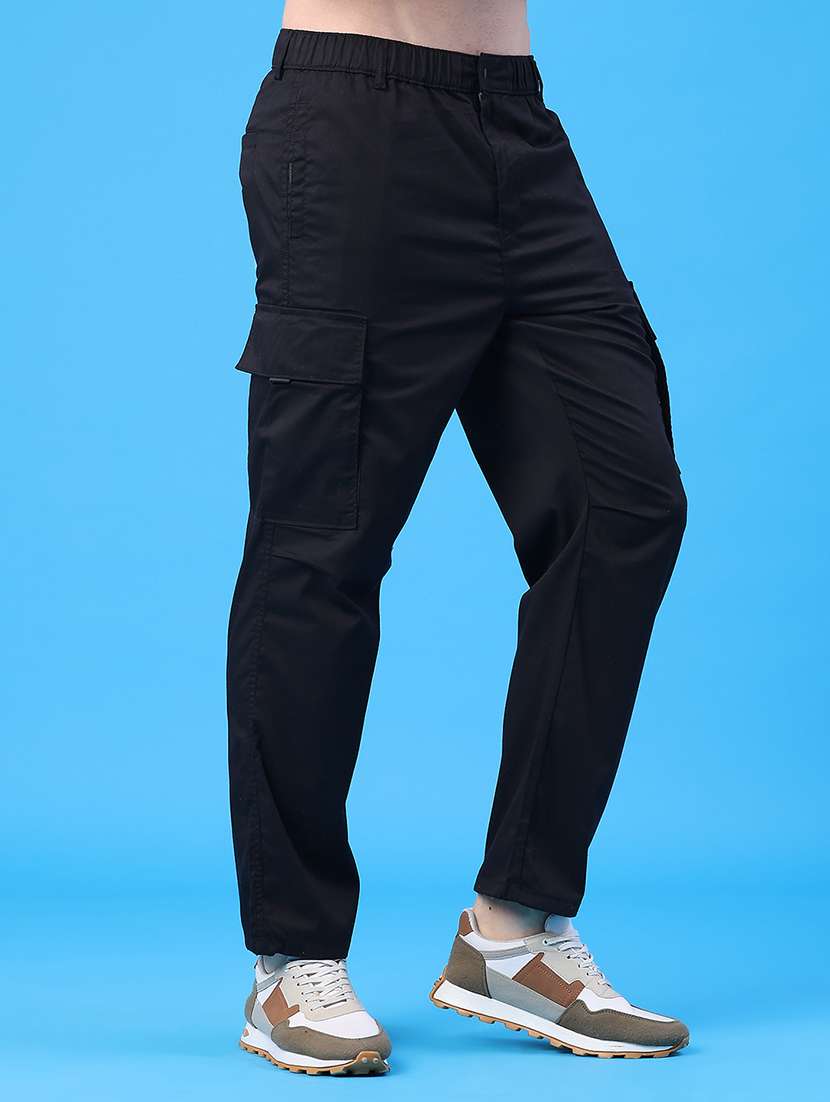 men solid mid rise regular fit cargo - 22246702 -  Standard Image - 1