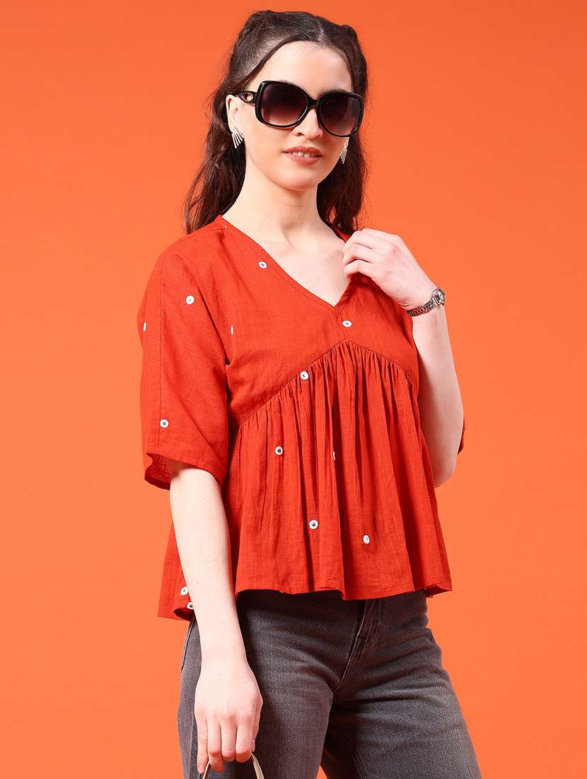 women solid with work v neck peplum top
