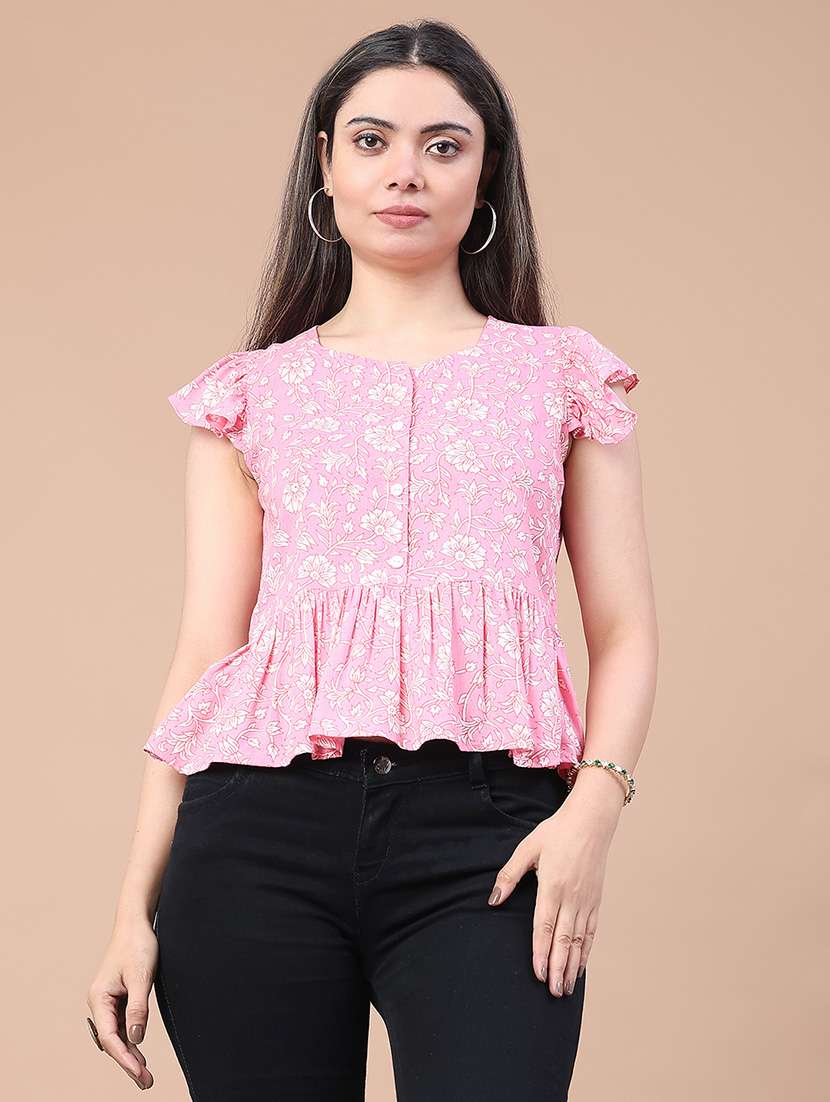 women floral printed cap sleeve top - 22246713 -  Standard Image - 1
