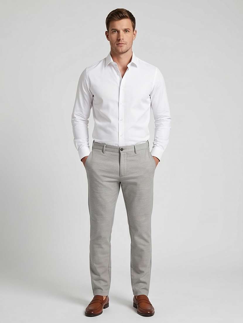 men solid mid rise chinos casual trouser - 22246813 -  Standard Image - 4