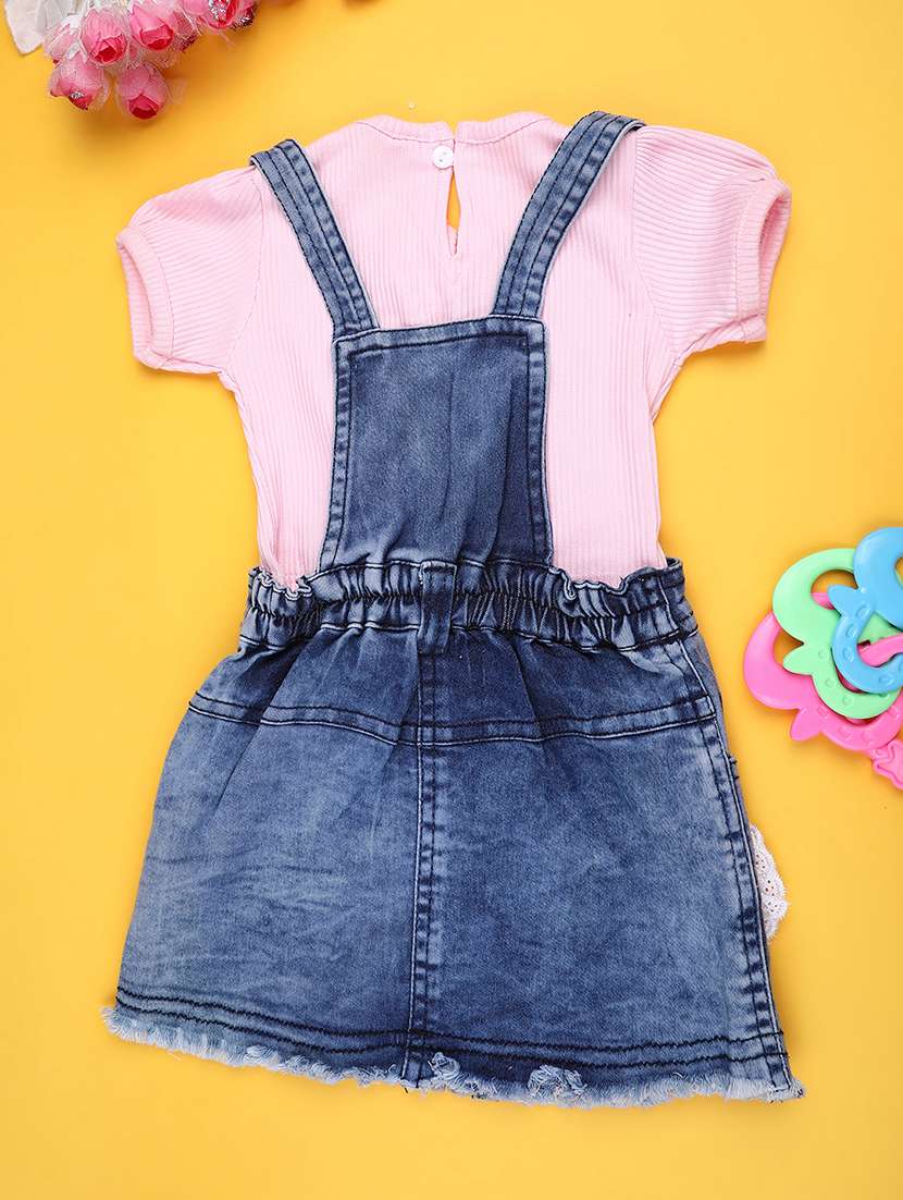 girls embroidered short sleeve dungaree dress with bloomer - 22246922 -  Standard Image - 1