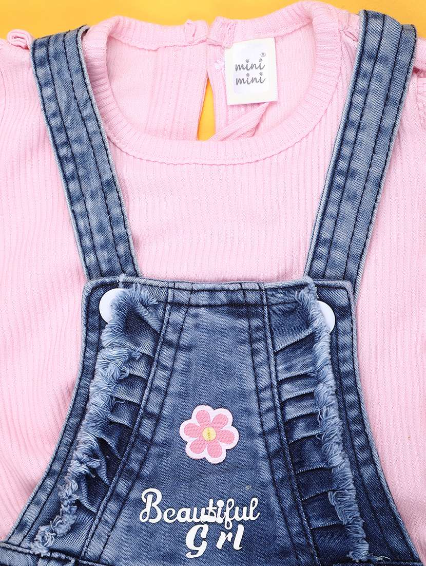 girls embroidered short sleeve dungaree dress with bloomer - 22246922 -  Standard Image - 4