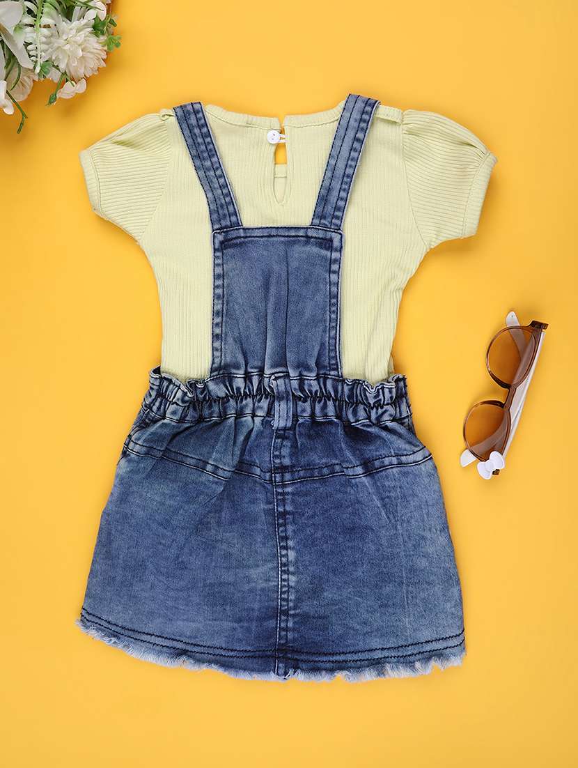 girls printed puff sleeve dungaree dress - 22246923 -  Standard Image - 1