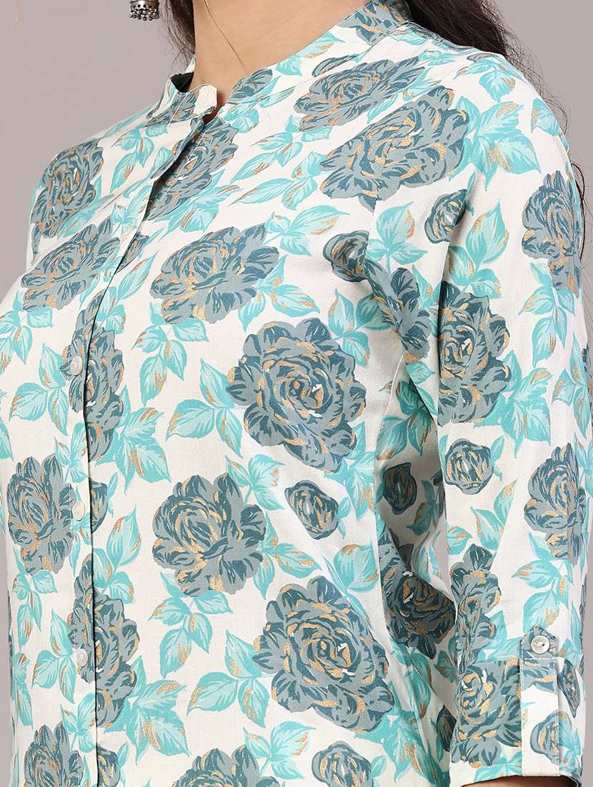 women floral three quarter sleeve a-line kurta - 22246972 -  Standard Image - 1