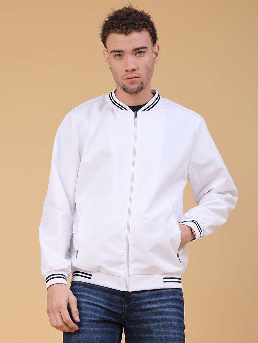 Men White Cotton Varsity Jacket - 22246992 -  Standard Image - 1