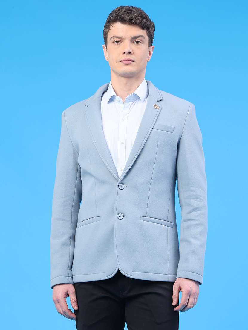 men solid lapel collar single breasted casual blazer - 22246994 -  Standard Image - 1