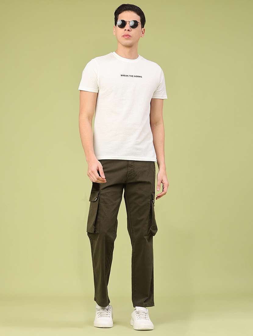 men solid mid rise regular fit cargo  - 22247009 -  Standard Image - 4