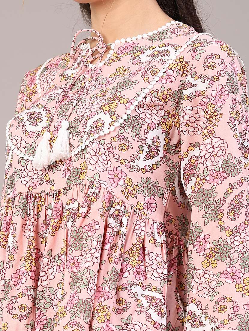 women floral three quarter sleeve flared top - 22247048 -  Standard Image - 1