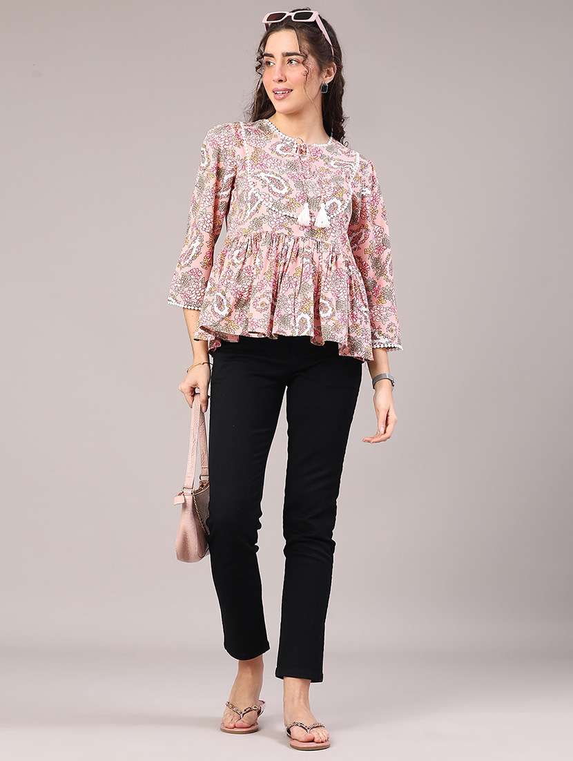 women floral three quarter sleeve flared top - 22247048 -  Standard Image - 4