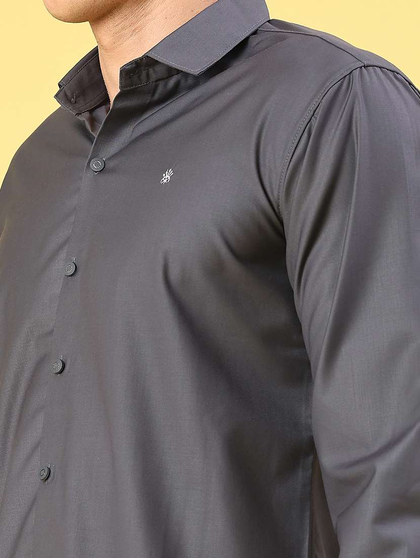 men solid long sleeve slim fit casual shirt - 22247086 -  Standard Image - 1