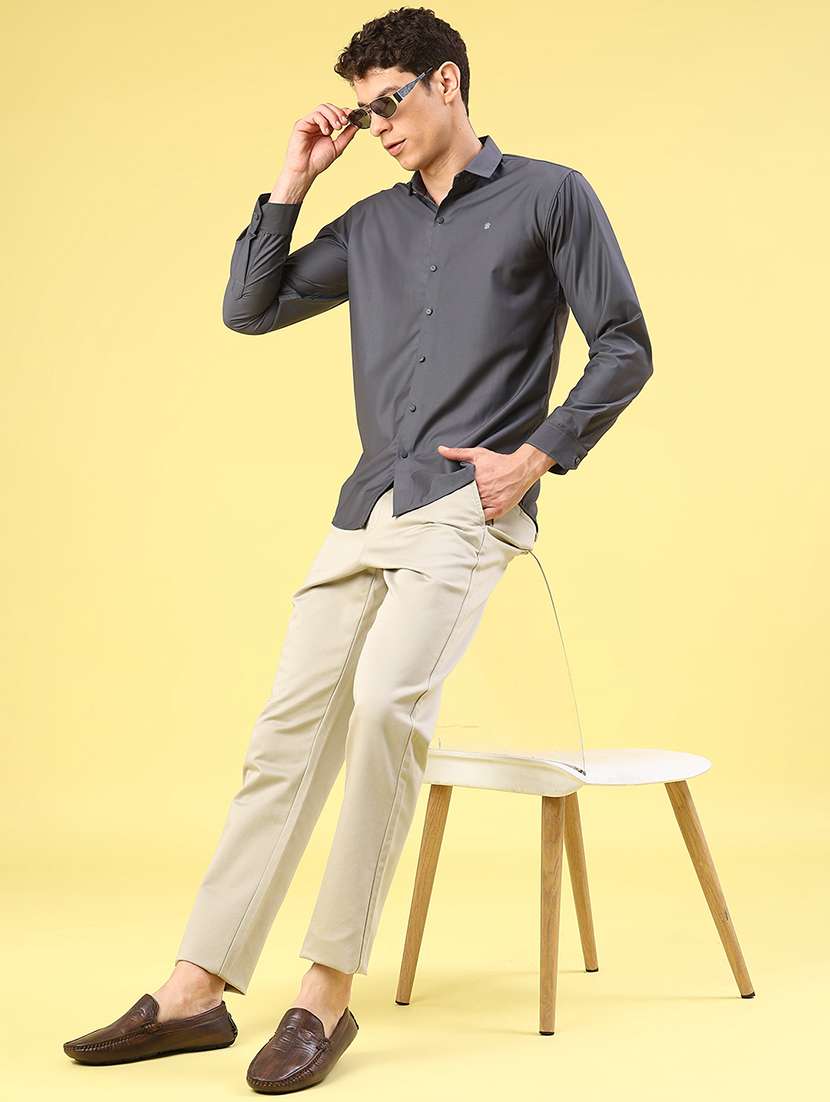 men solid long sleeve slim fit casual shirt - 22247086 -  Standard Image - 4