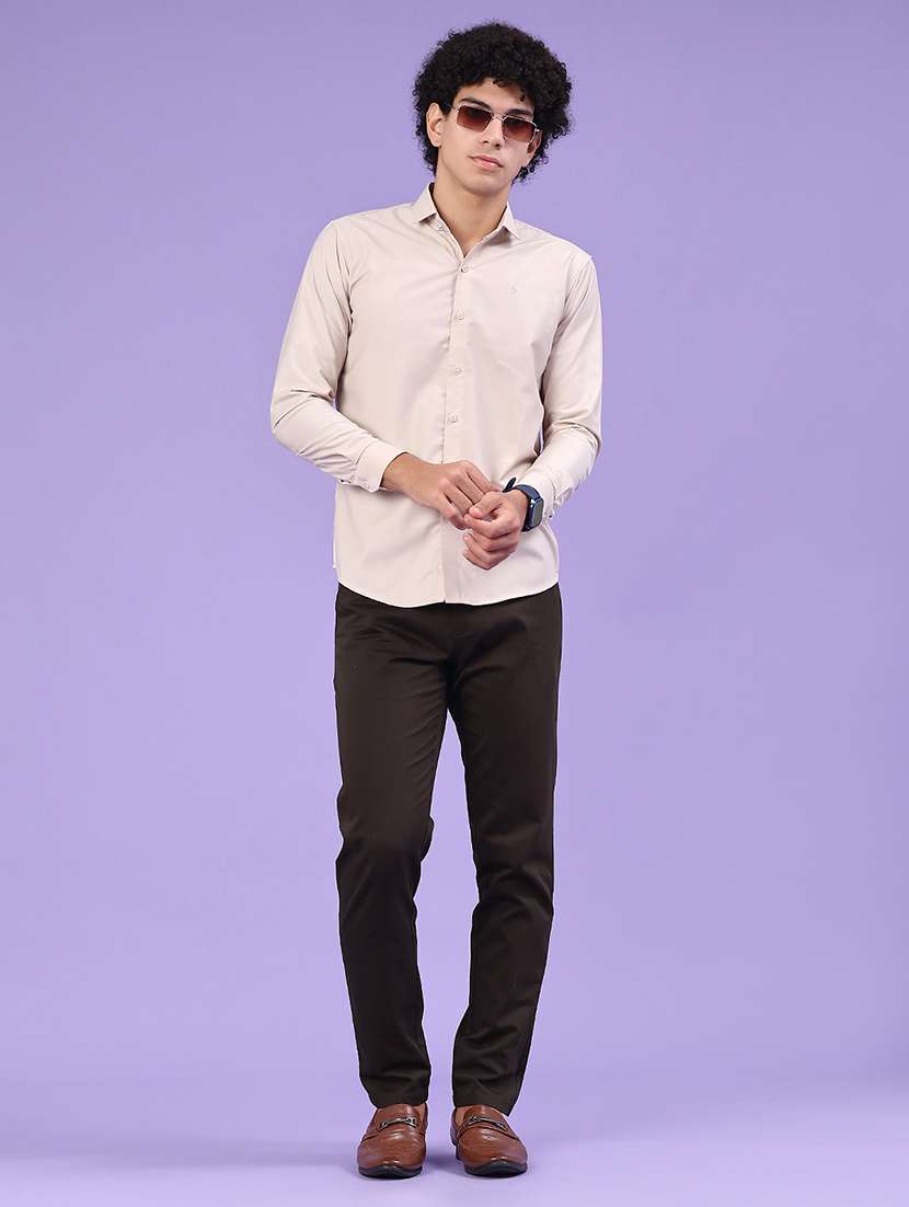men solid long sleeve slim fit casual shirt - 22247089 -  Standard Image - 4