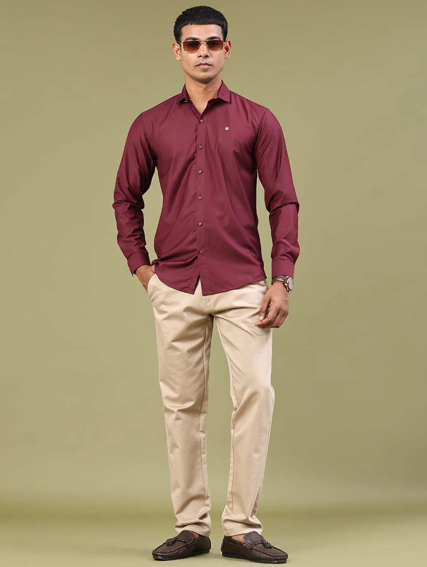 men solid long sleeve slim fit casual shirt - 22247091 -  Standard Image - 4