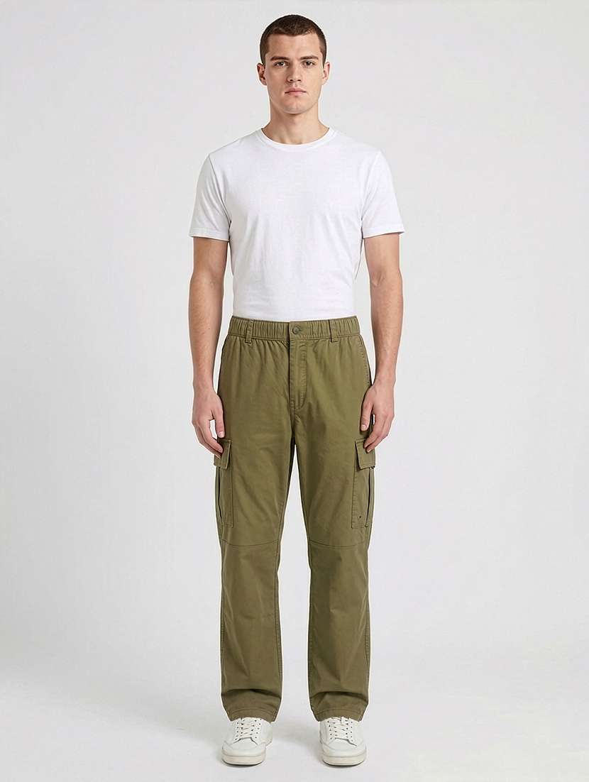 men solid mid rise relaxed fit cargo pant - 22247108 -  Standard Image - 4
