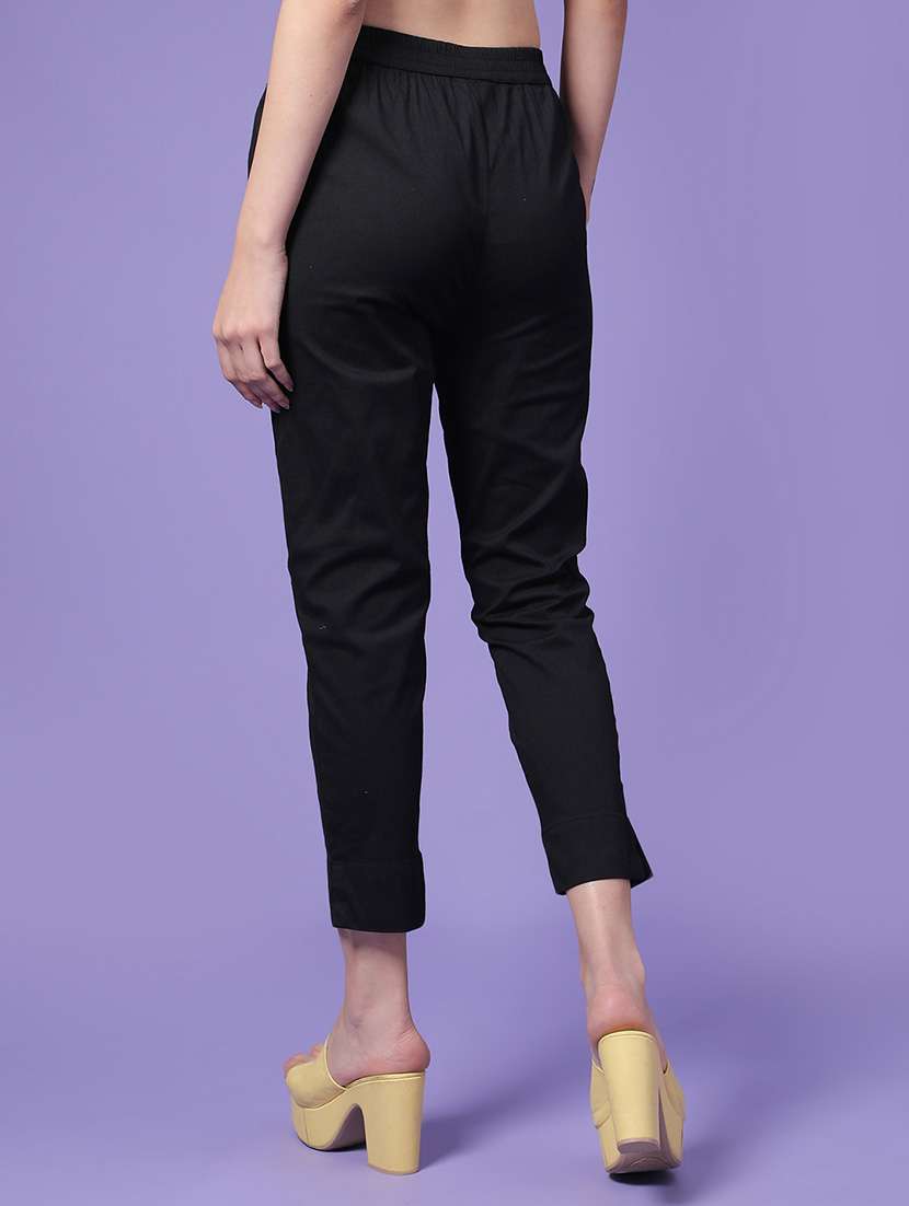Women Solid Mid Rise Ankle Length Tapered Pant - 22247136 -  Standard Image - 4