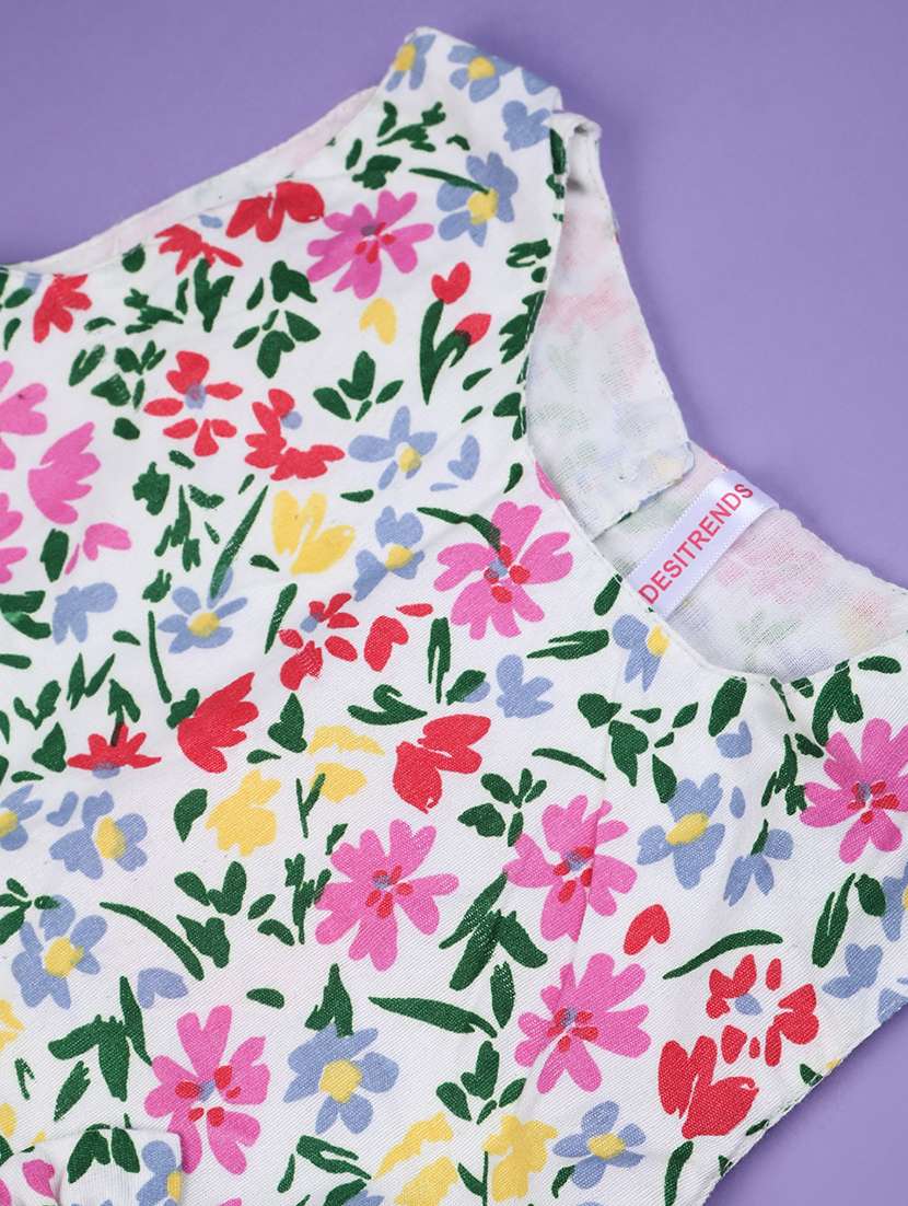 girls printed sleeveless flared frock - 22247150 -  Standard Image - 4