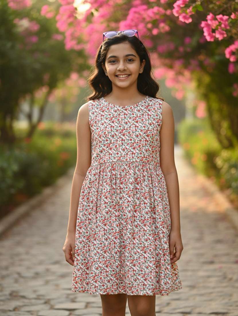 girls printed sleeveless frock - 22247151 -  Standard Image - 1