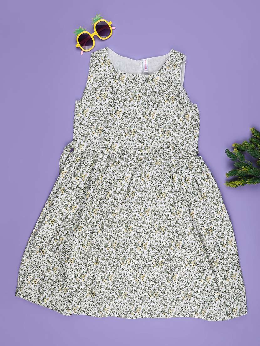 girls printed sleeveless flared frock - 22247152 -  Standard Image - 1