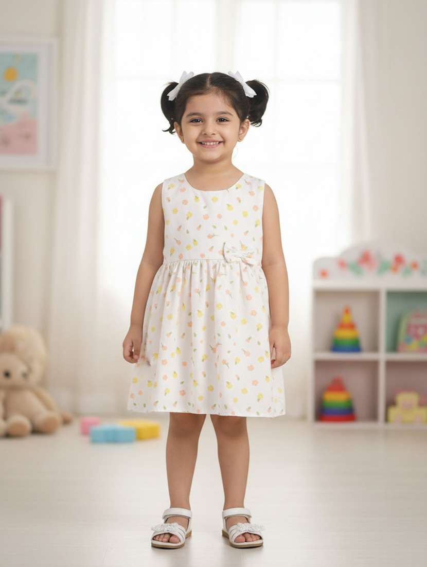 girls printed sleeveless flared frock - 22247155 -  Standard Image - 1