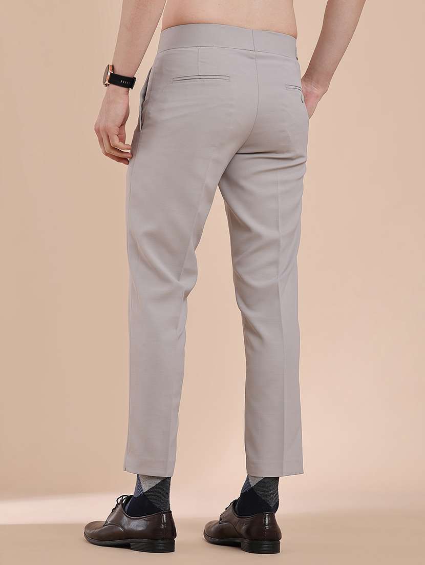 men solid mid rise regular fit formal trouser - 22247225 -  Standard Image - 4