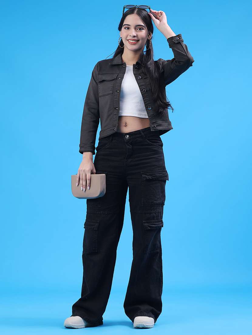 women solid long sleeve denim jacket - 22247334 -  Standard Image - 4