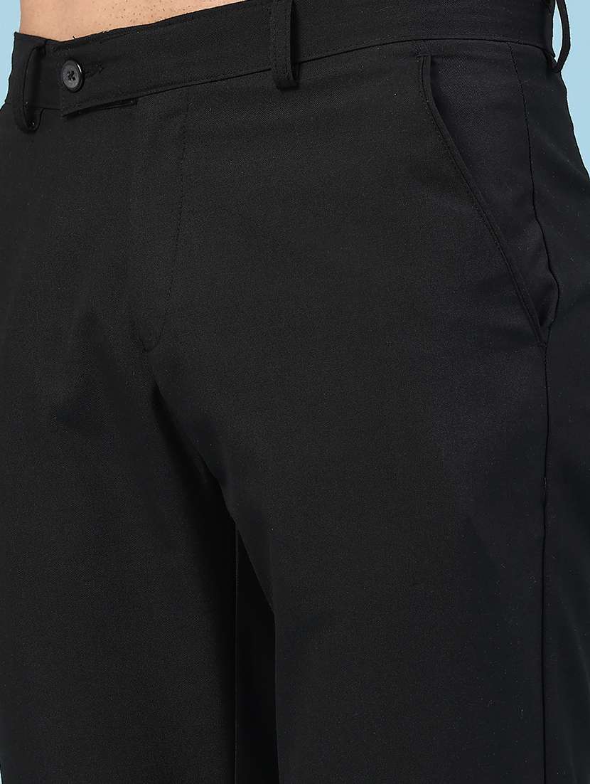 black polyester flat front trousers formal - 22247404 -  Standard Image - 1