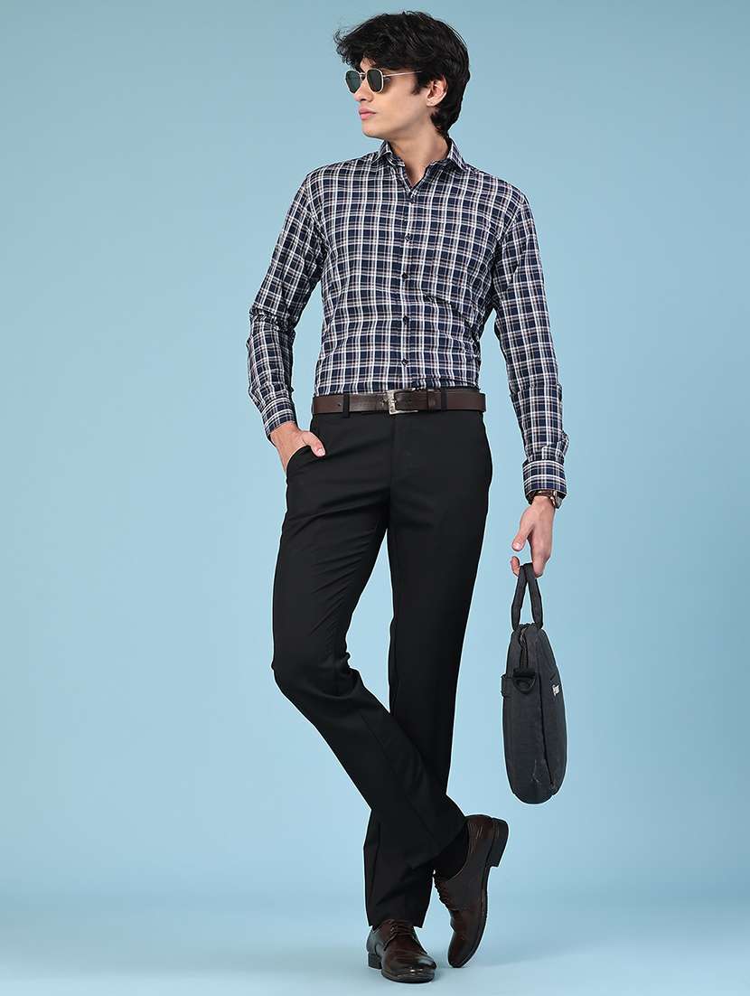 black polyester flat front trousers formal - 22247404 -  Standard Image - 4