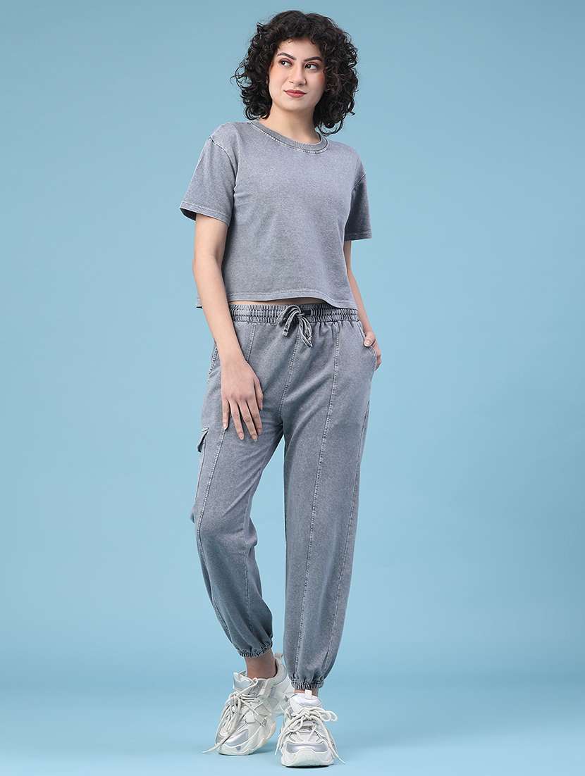 women solid short sleeves co-ord set - 22247413 -  Standard Image - 1