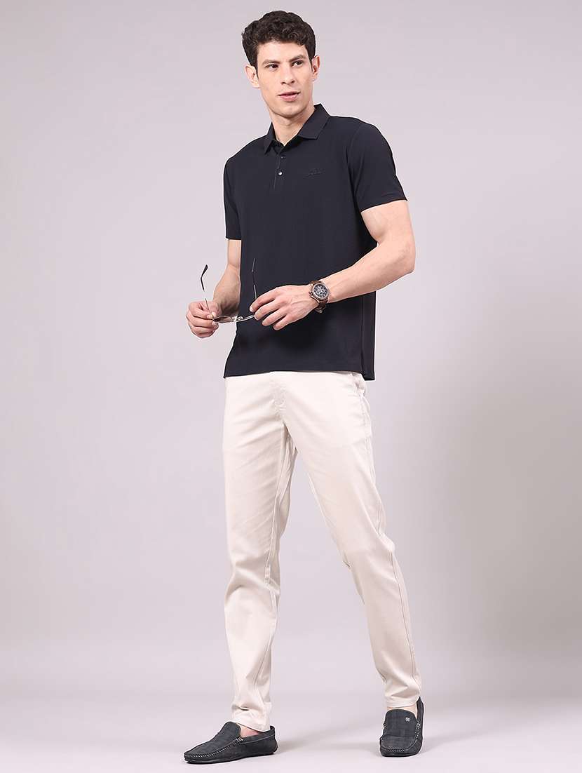 Men Solid Mid Rise Chinos Casual Trouser - 22247454 -  Standard Image - 4