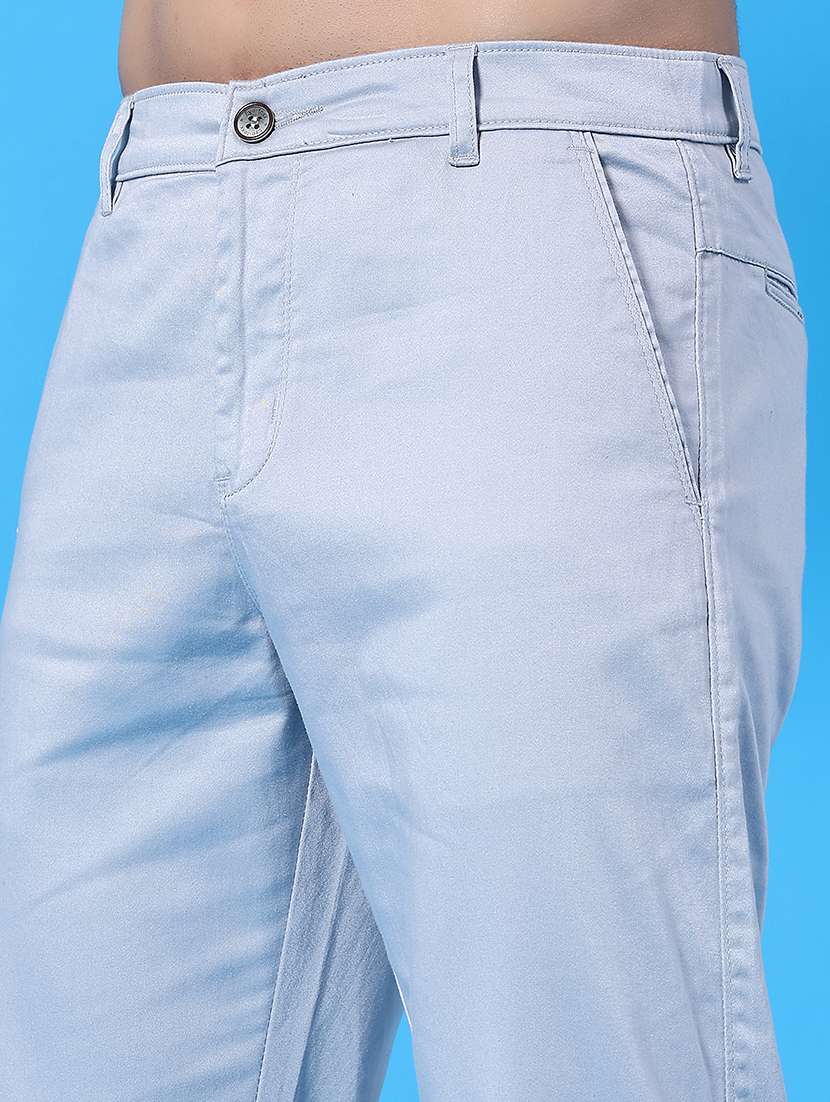 Men Solid Mid Rise Chinos Casual Trouser - 22247455 -  Standard Image - 1