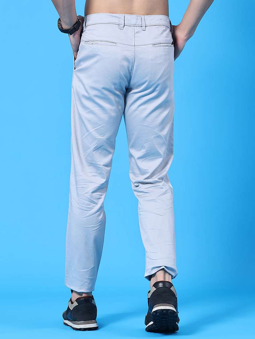 Men Solid Mid Rise Chinos Casual Trouser - 22247455 -  Standard Image - 4