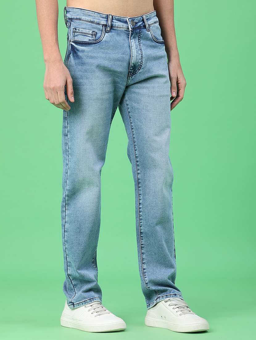 men washed mid rise full length relaxed fit jeans - 22247860 -  Standard Image - 1