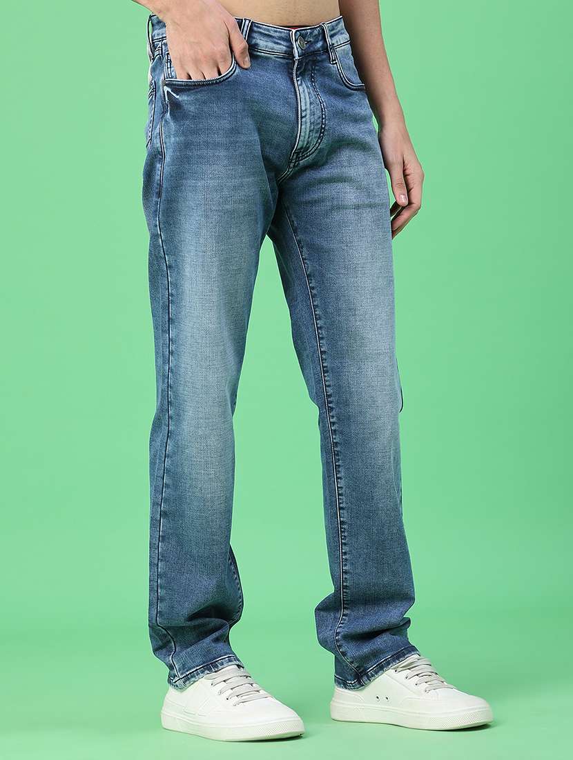 men washed mid rise full length relaxed fit jeans - 22247863 -  Standard Image - 1