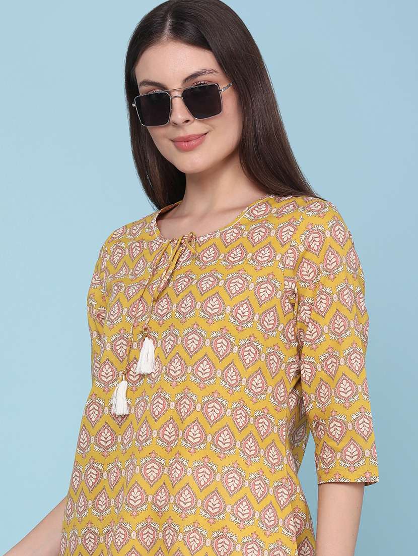 women printed three quarter sleeves straight kurta - 22248169 -  Standard Image - 1