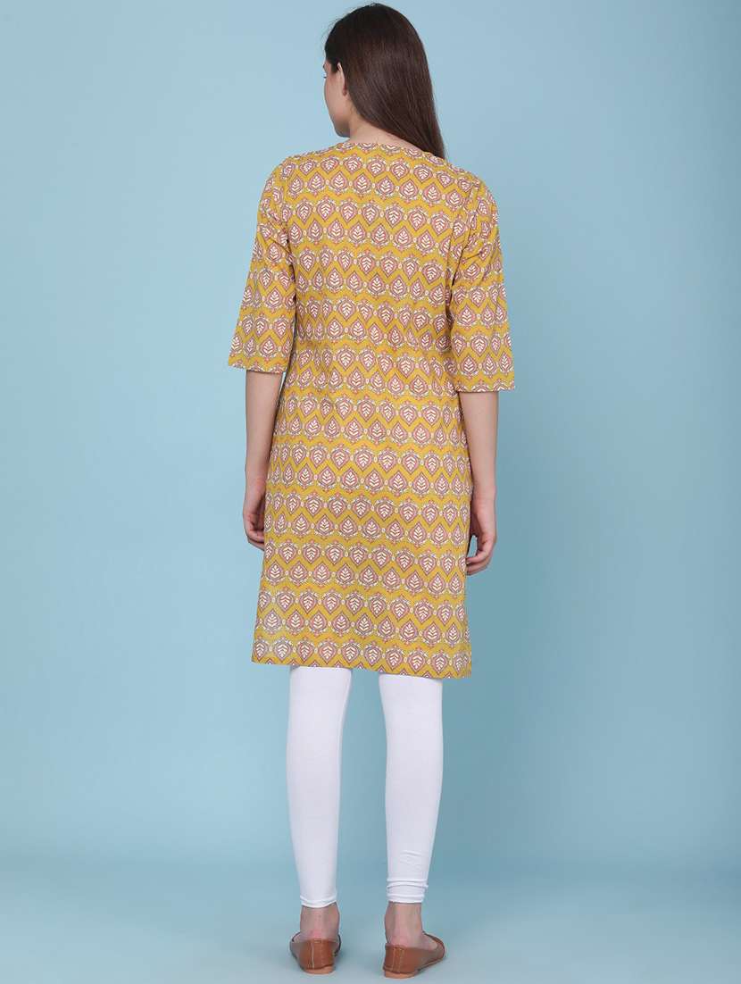 women printed three quarter sleeves straight kurta - 22248169 -  Standard Image - 4