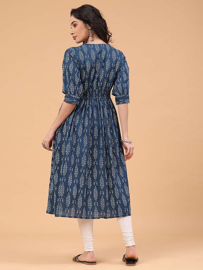blue rayon fit & flare dress - 22248272 -  Standard Image - 4