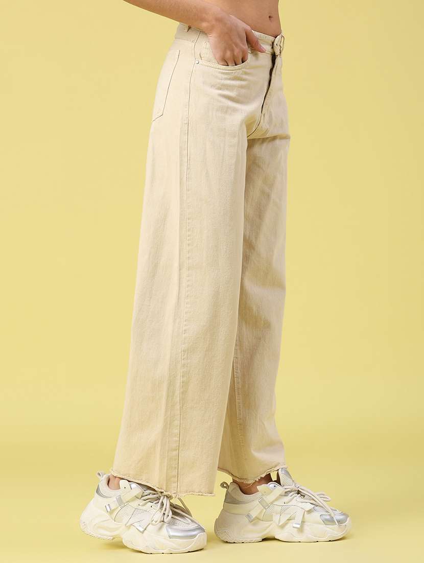 women solid mid rise wide leg jeans - 22248424 -  Standard Image - 1