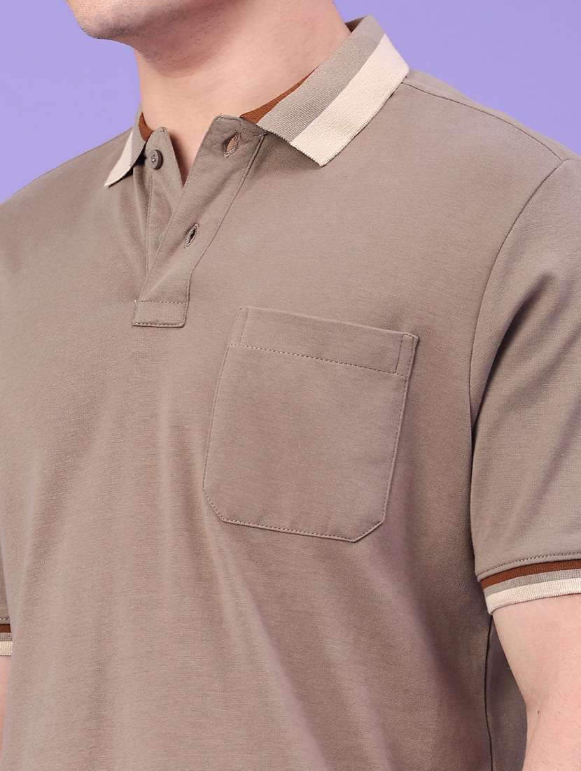 Men Solid Short Sleeve Regular Fit Polo T-shirt - 22248493 -  Standard Image - 4