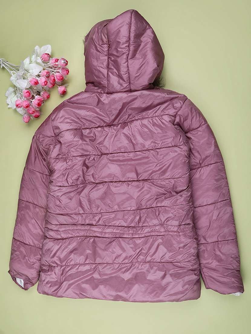 girls solid long sleeve quilted jacket - 22248505 -  Standard Image - 1
