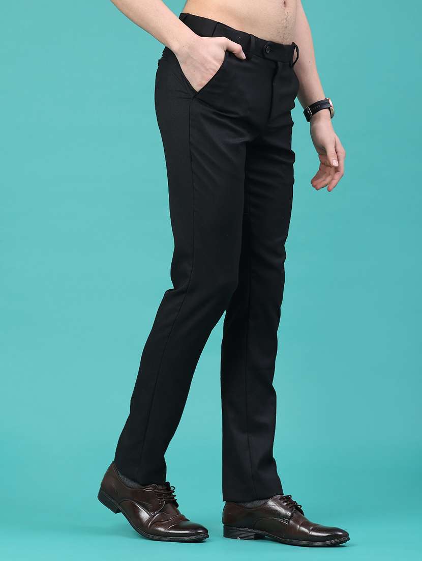 men black viscose flat front trousers formal trouser - 22248579 -  Standard Image - 1