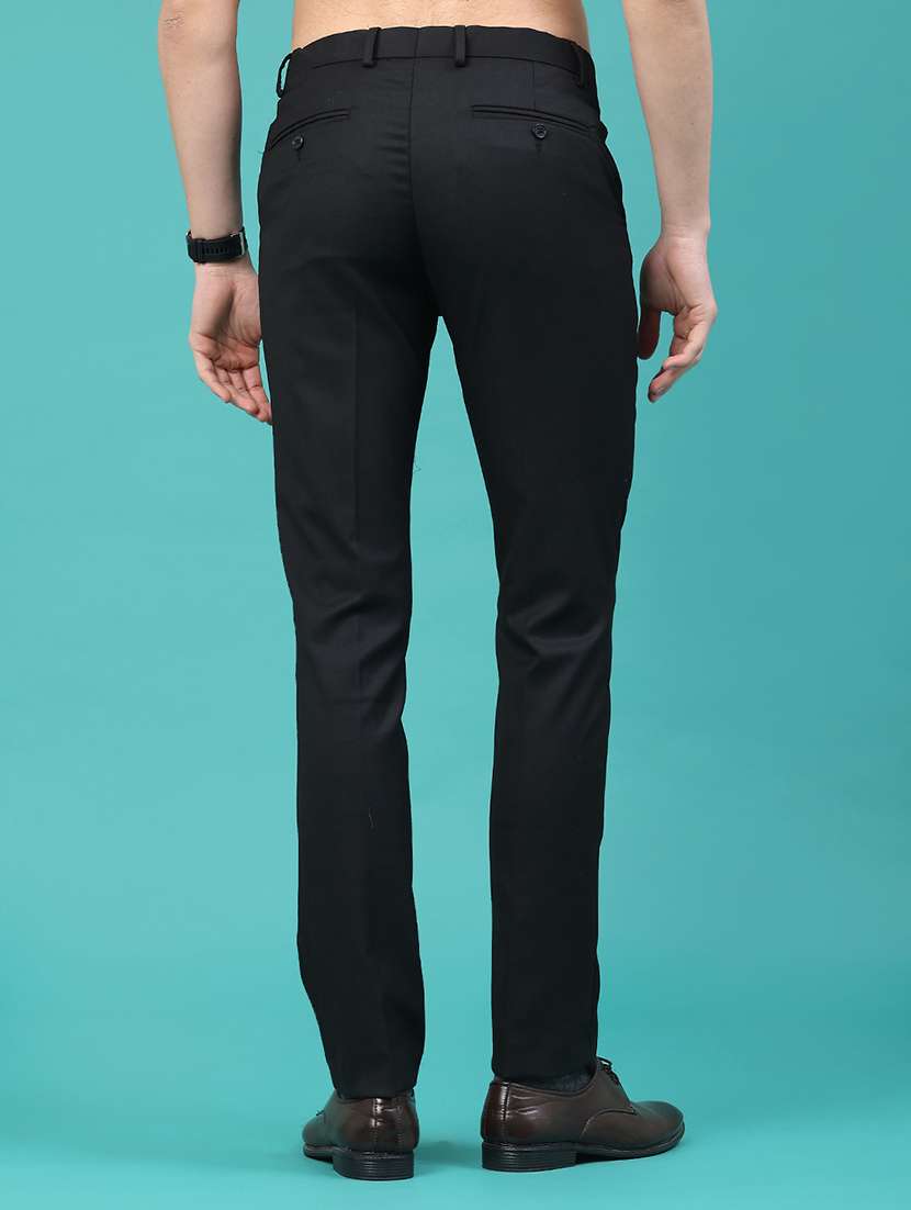 men black viscose flat front trousers formal trouser - 22248579 -  Standard Image - 4