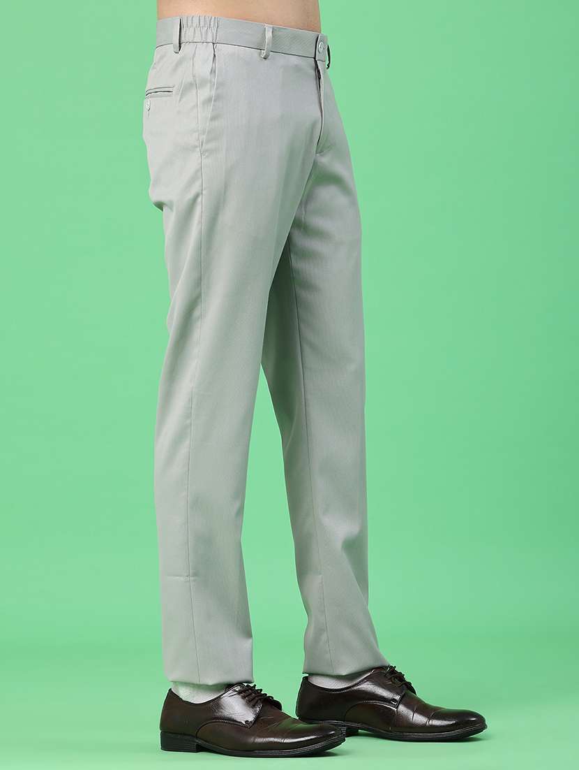 men solid mid rise flat front formal trouser - 22248580 -  Standard Image - 1