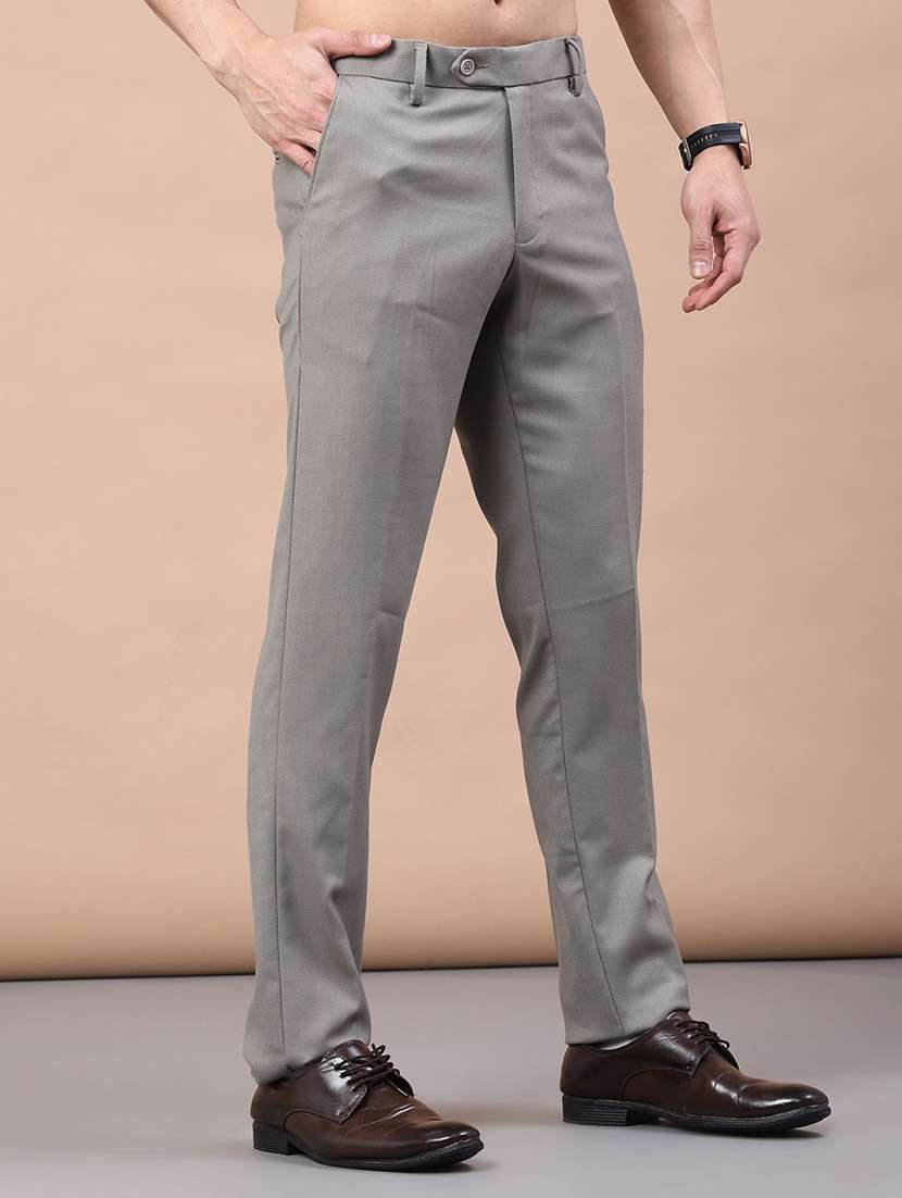 men solid mid rise flat front formal trouser - 22248581 -  Standard Image - 1