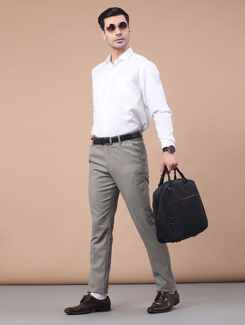 men solid mid rise flat front formal trouser - 22248581 -  Standard Image - 4