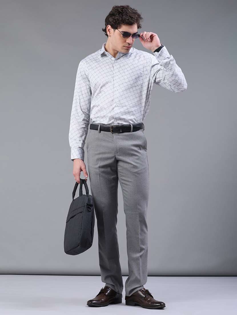 men solid mid rise flat front formal trouser - 22248582 -  Standard Image - 4