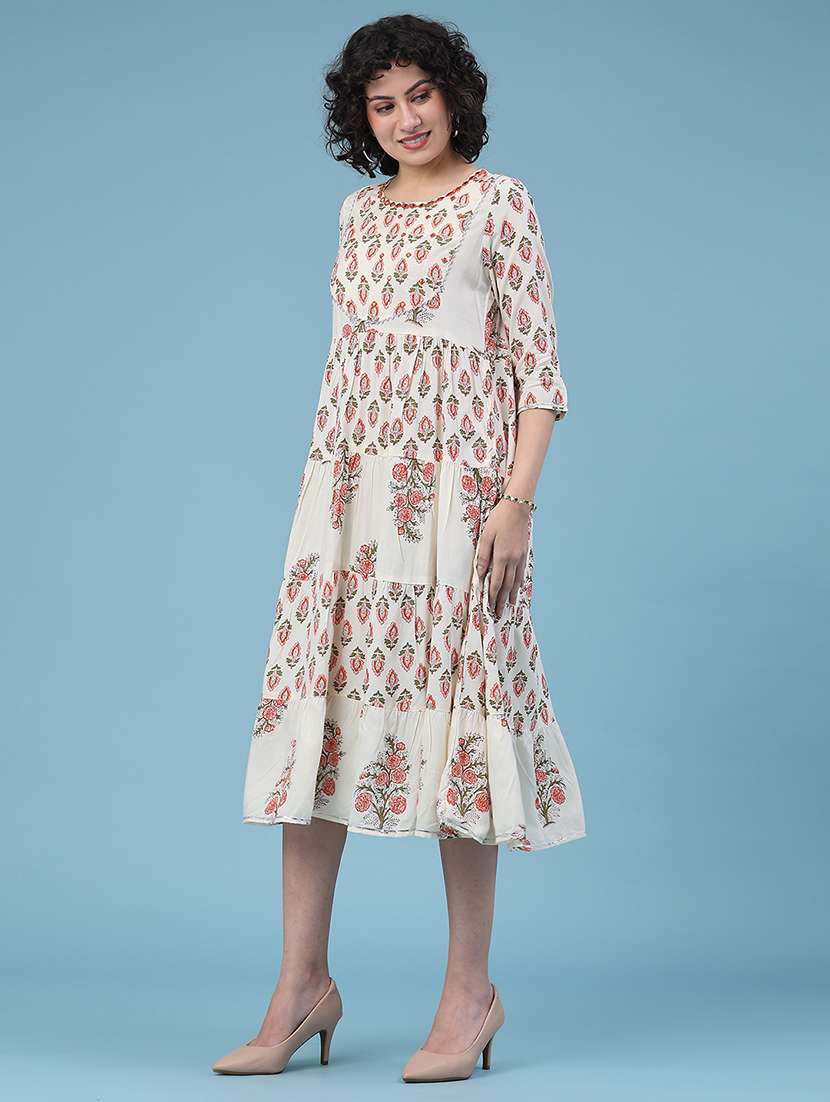 cream rayon tiered  dress - 22248789 -  Standard Image - 4