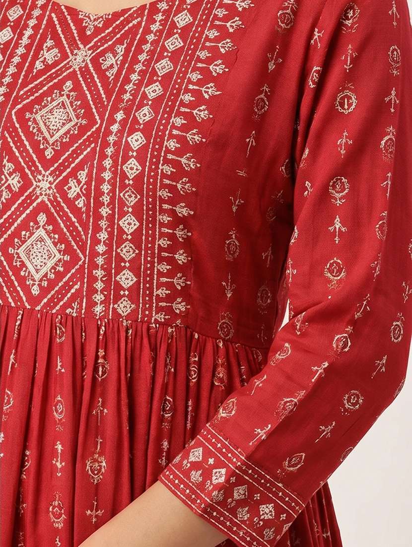 women printed long sleeves flared dress - 22248806 -  Standard Image - 1