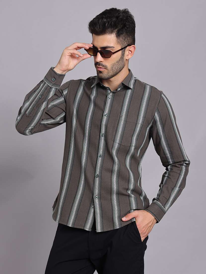 men collared long sleeve regular fit shirt