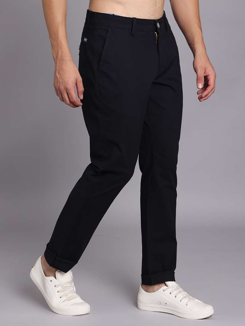 men solid mid rise slim fit trouser - 22248913 -  Standard Image - 1